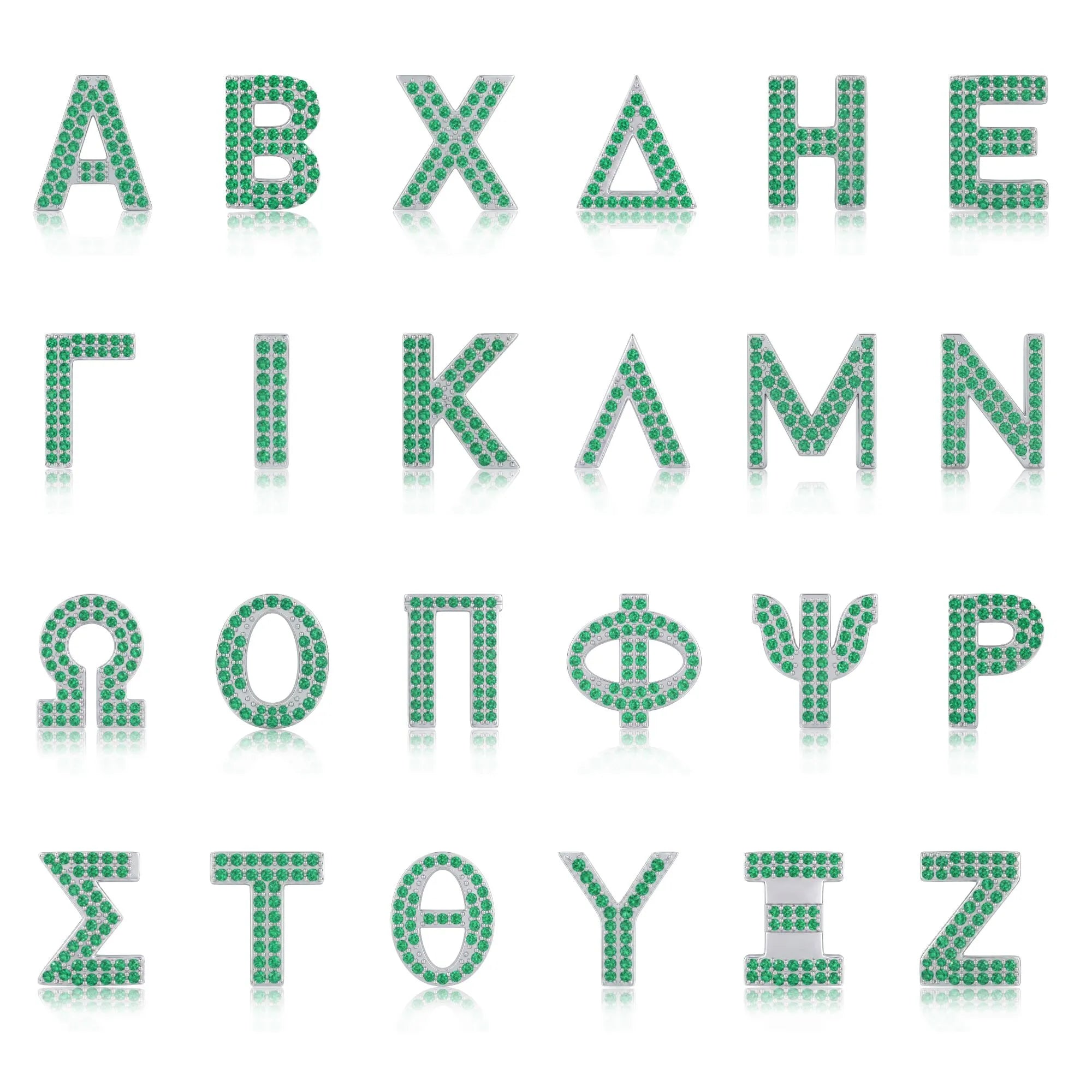 Green Letter D Charm with available Greek letter styles