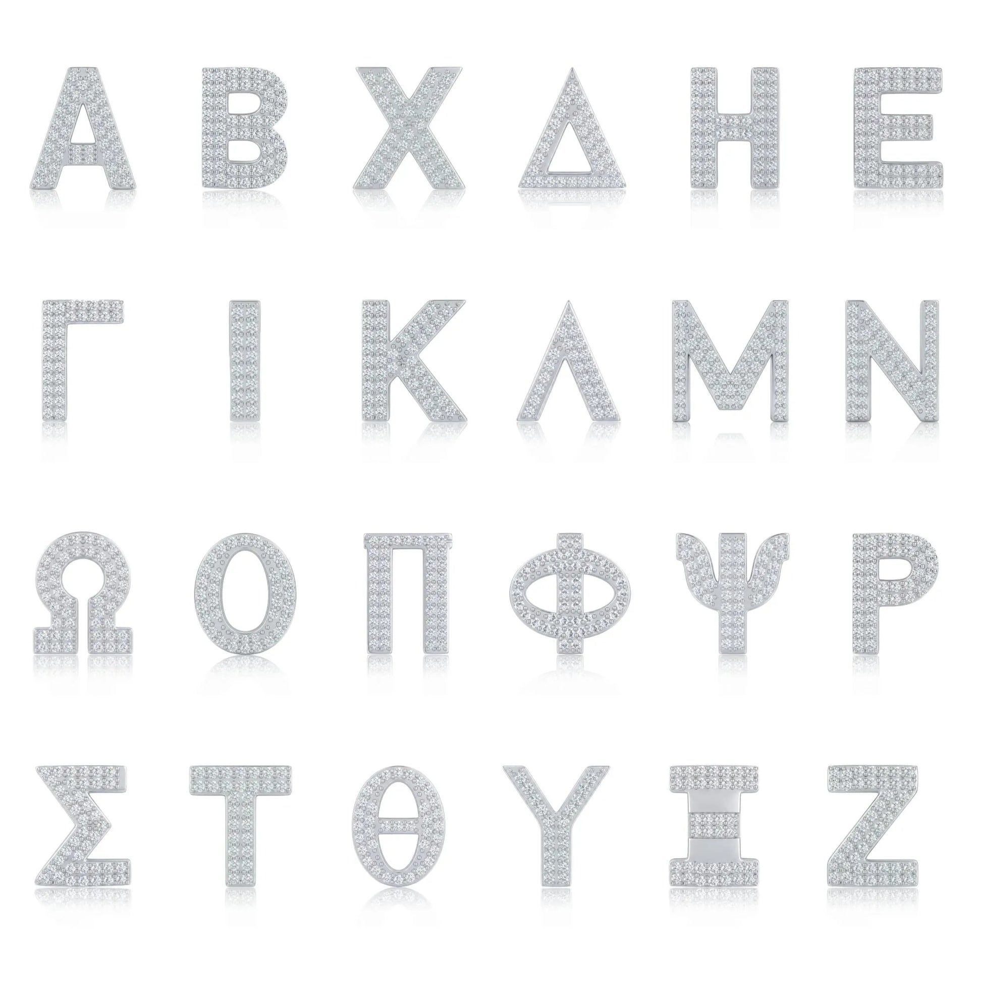 Silver Letter Π / Pi Charm with available Greek letter styles