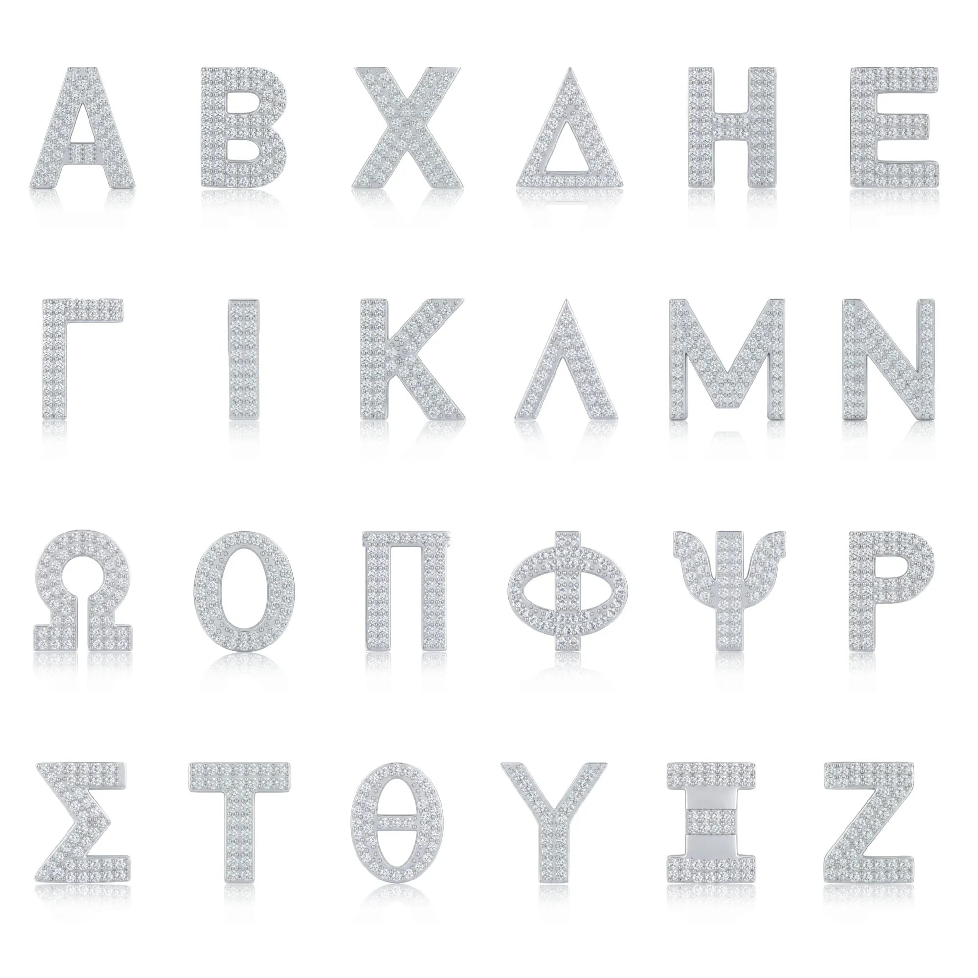 Silver Letter Ξ / Xi Charm with available Greek letter styles