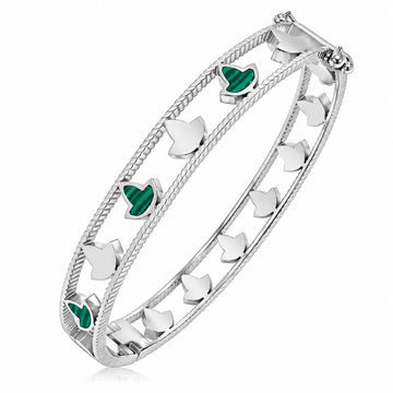 Silver Ivy Malachite Bangle Bracelet