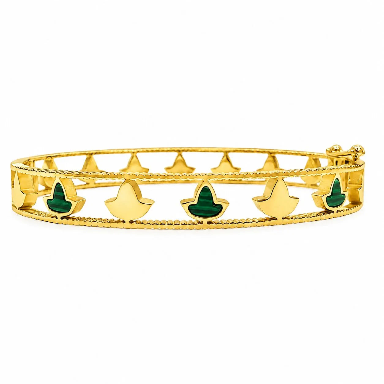 Gold Ivy Malachite Bangle Bracelet