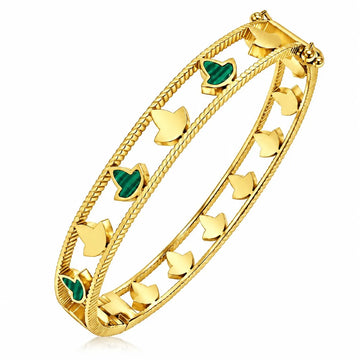 Gold Ivy Malachite Bangle Bracelet