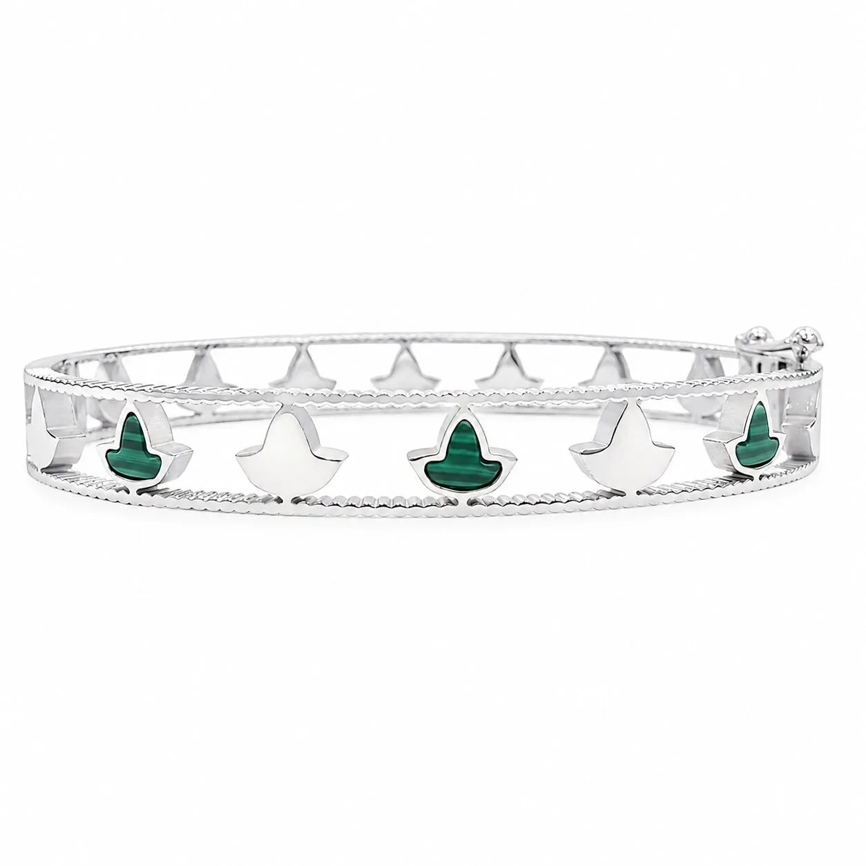Silver Ivy Malachite Bangle Bracelet