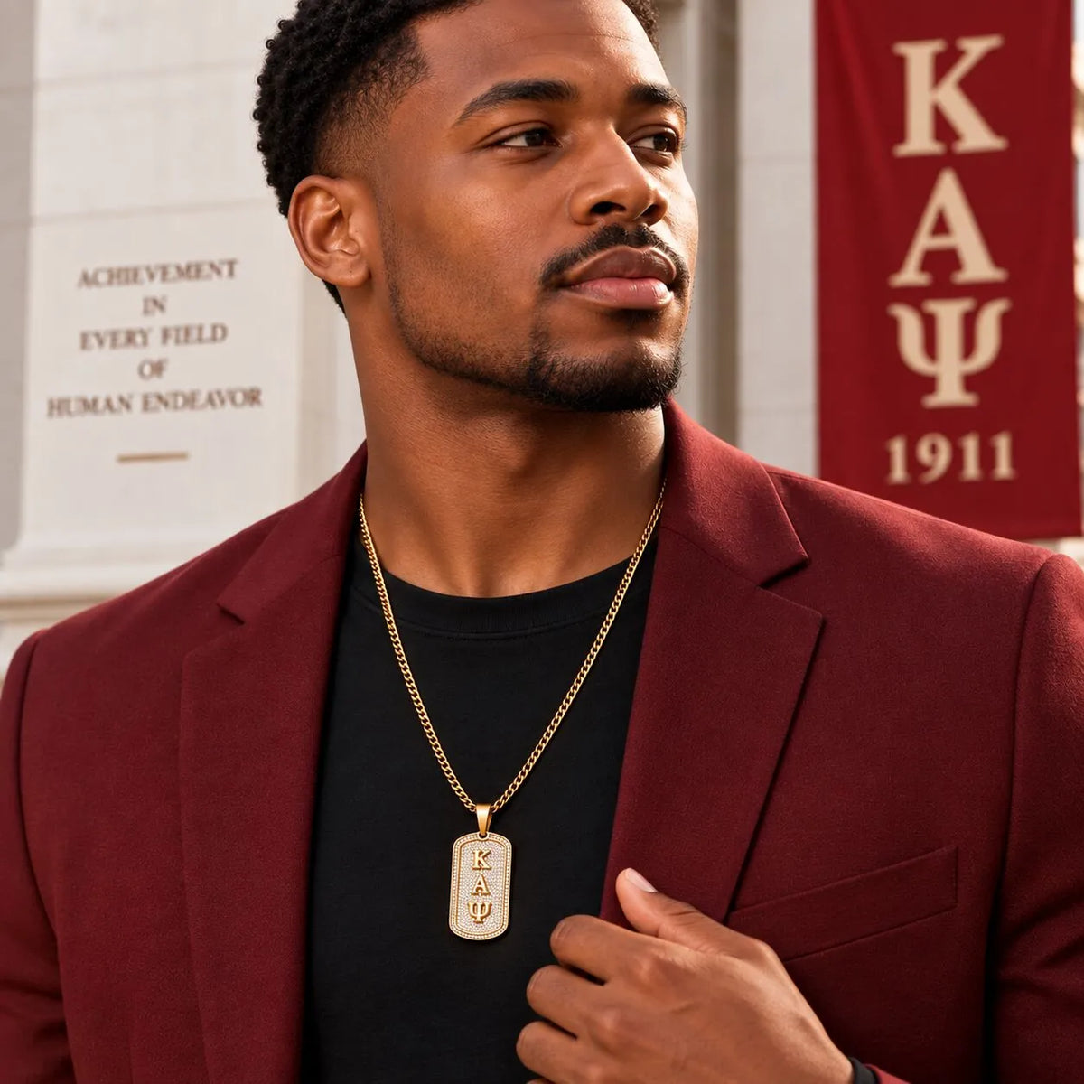 Kappa Alpha Psi Gold Dogtag with Chain
