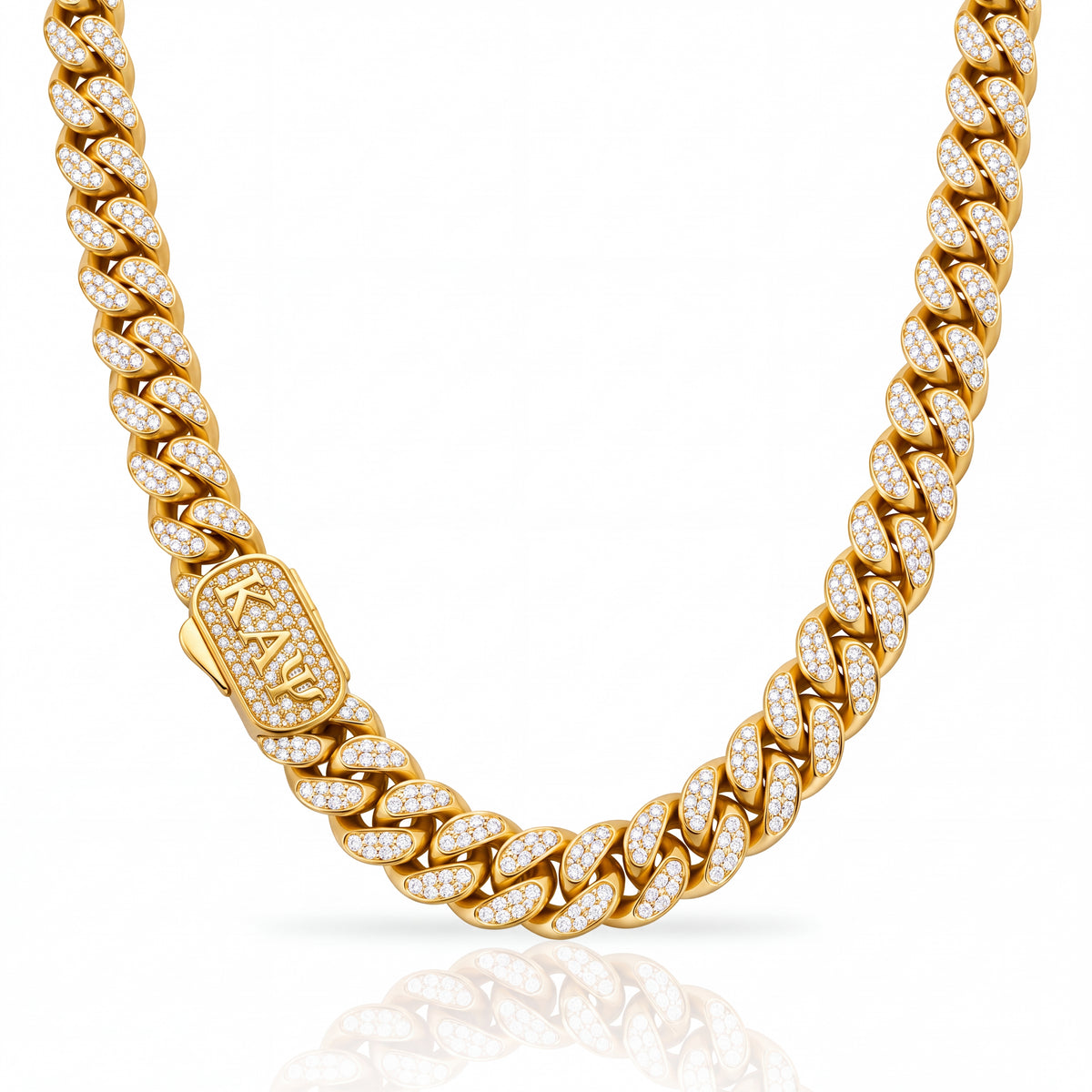 Kappa Alpha Psi Iced Out Gold Cuban Chain Necklace