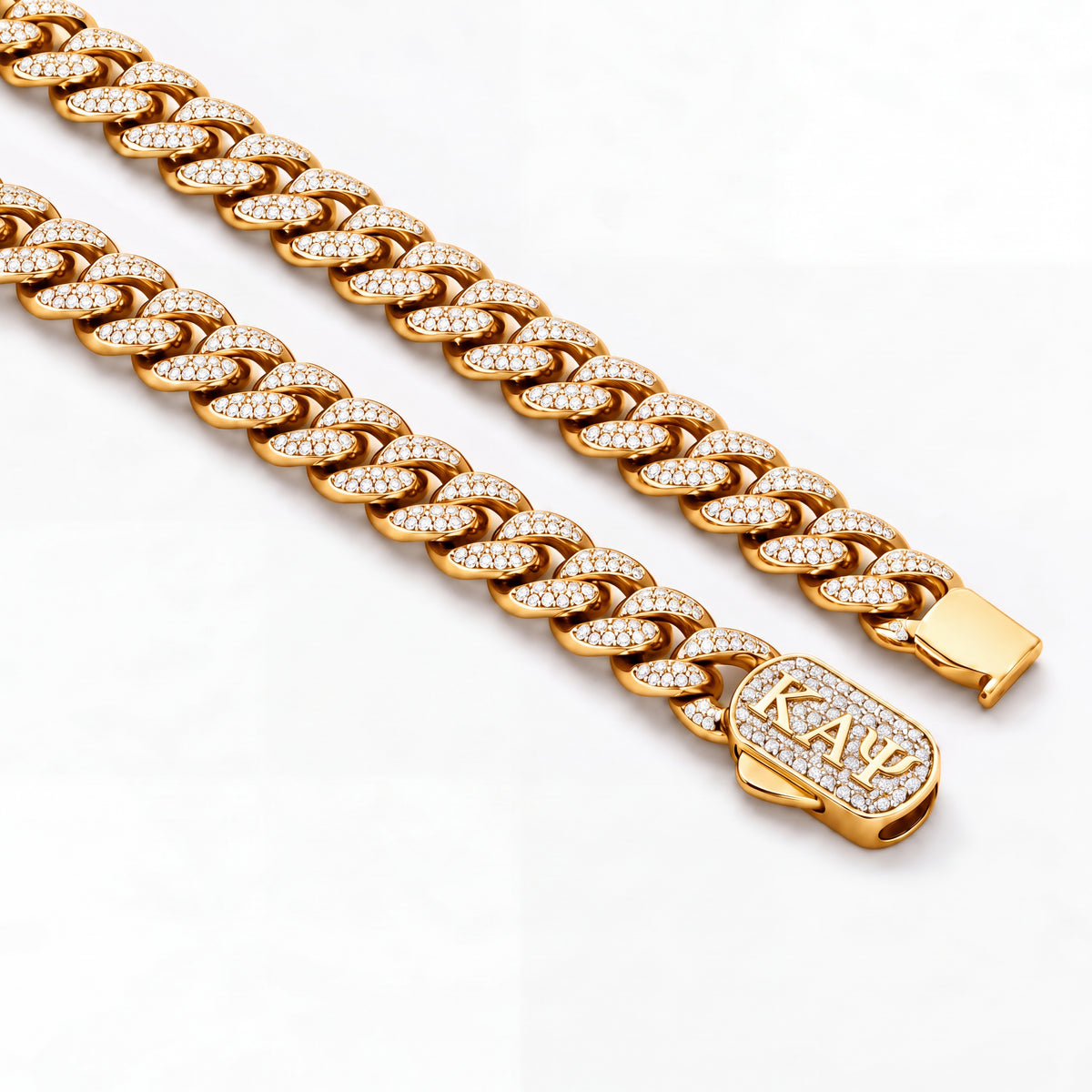 Kappa Alpha Psi Iced Out Gold Cuban Chain Necklace
