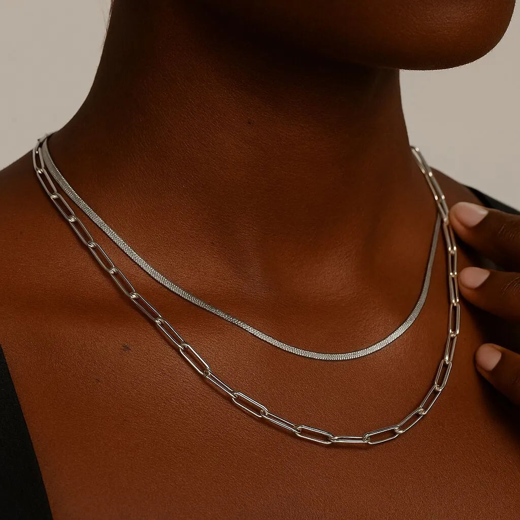Herringbone Necklace (2.5mm) in Silver