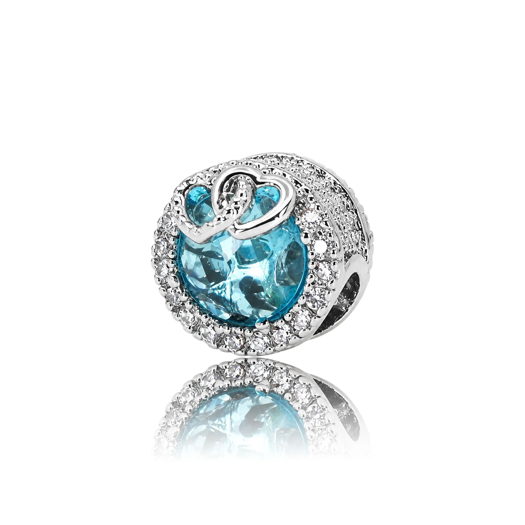 Light Blue Radiant charm with Hearts