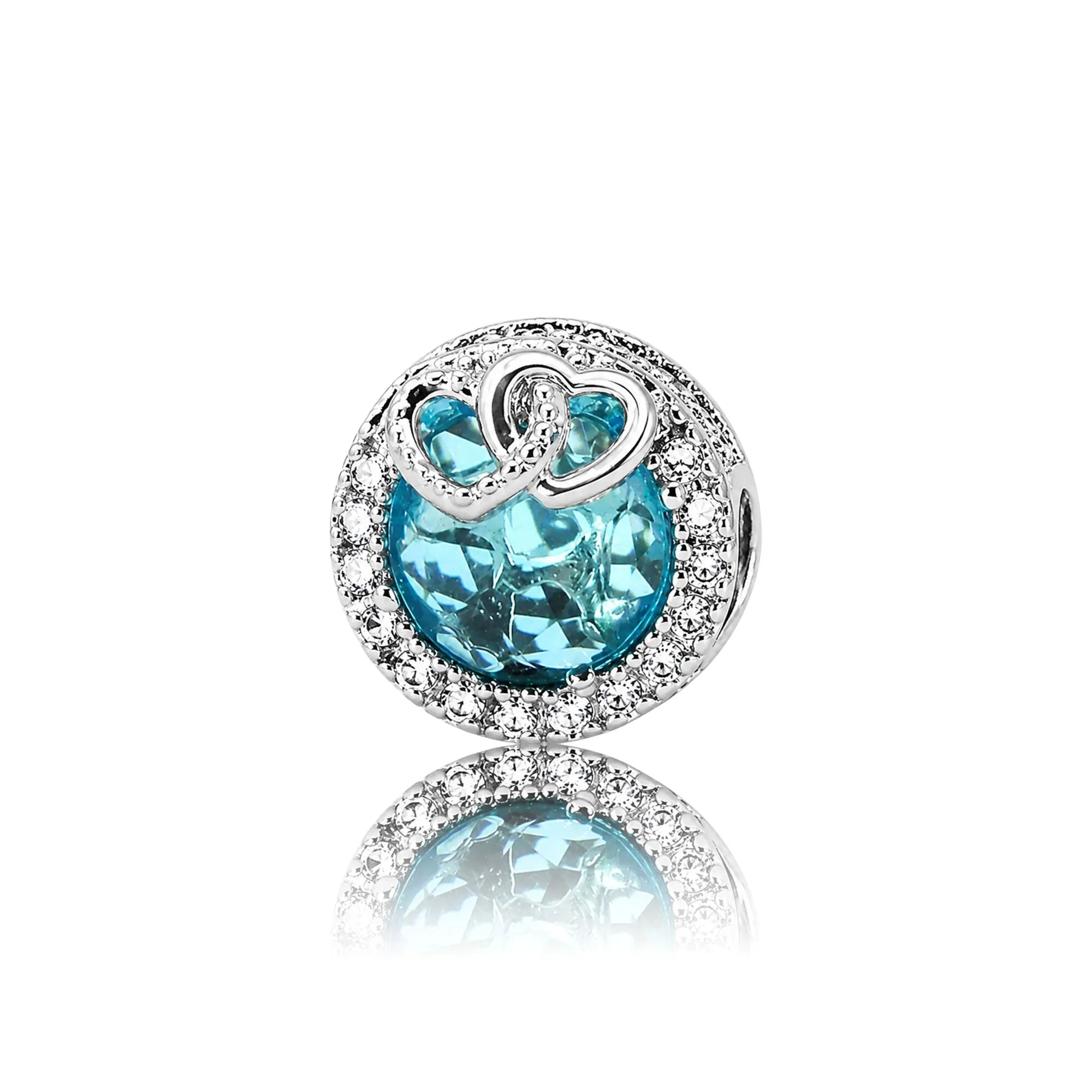 Light Blue Radiant charm with Hearts