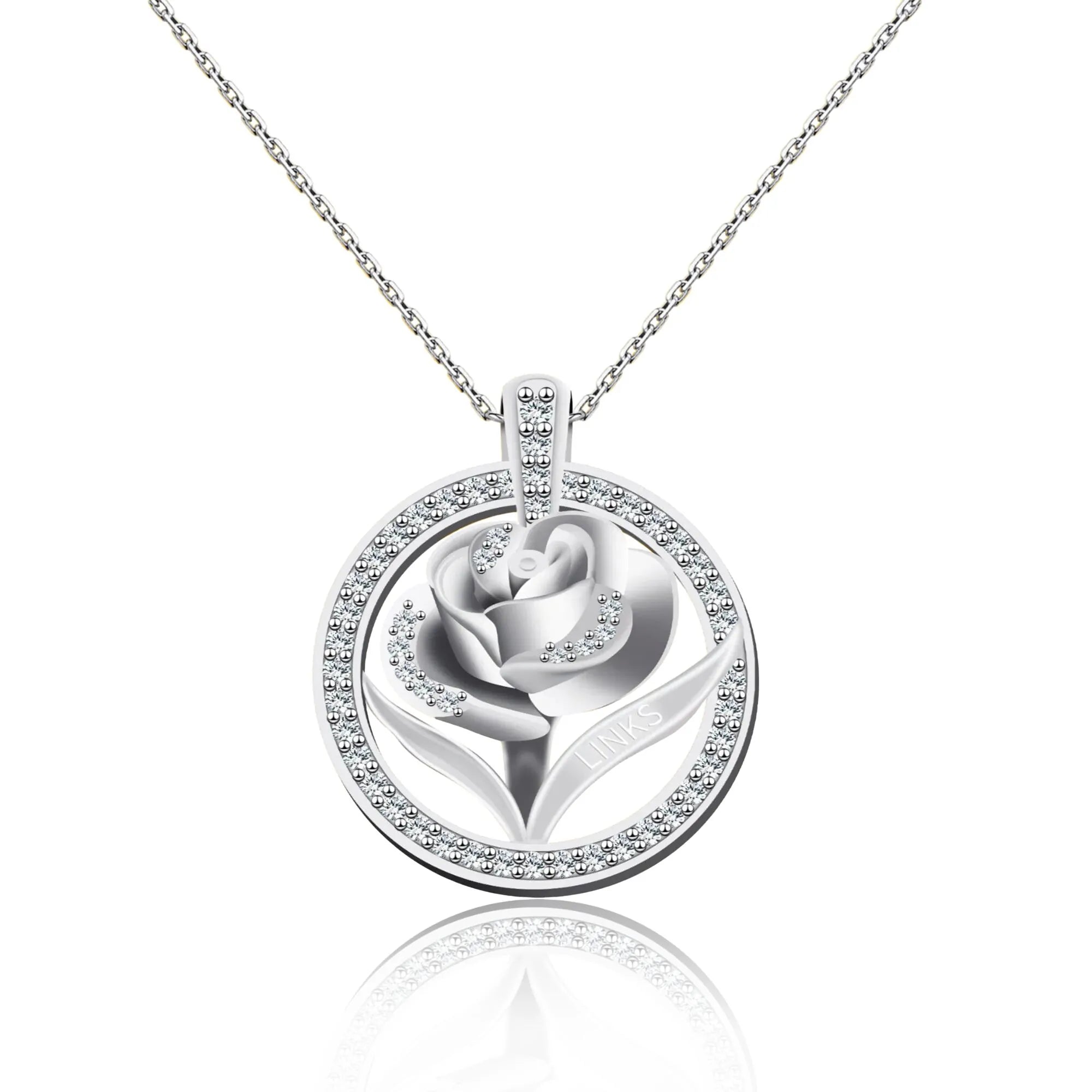 Links Rose Sterling Silver Pendant (Chain Sold Separately)