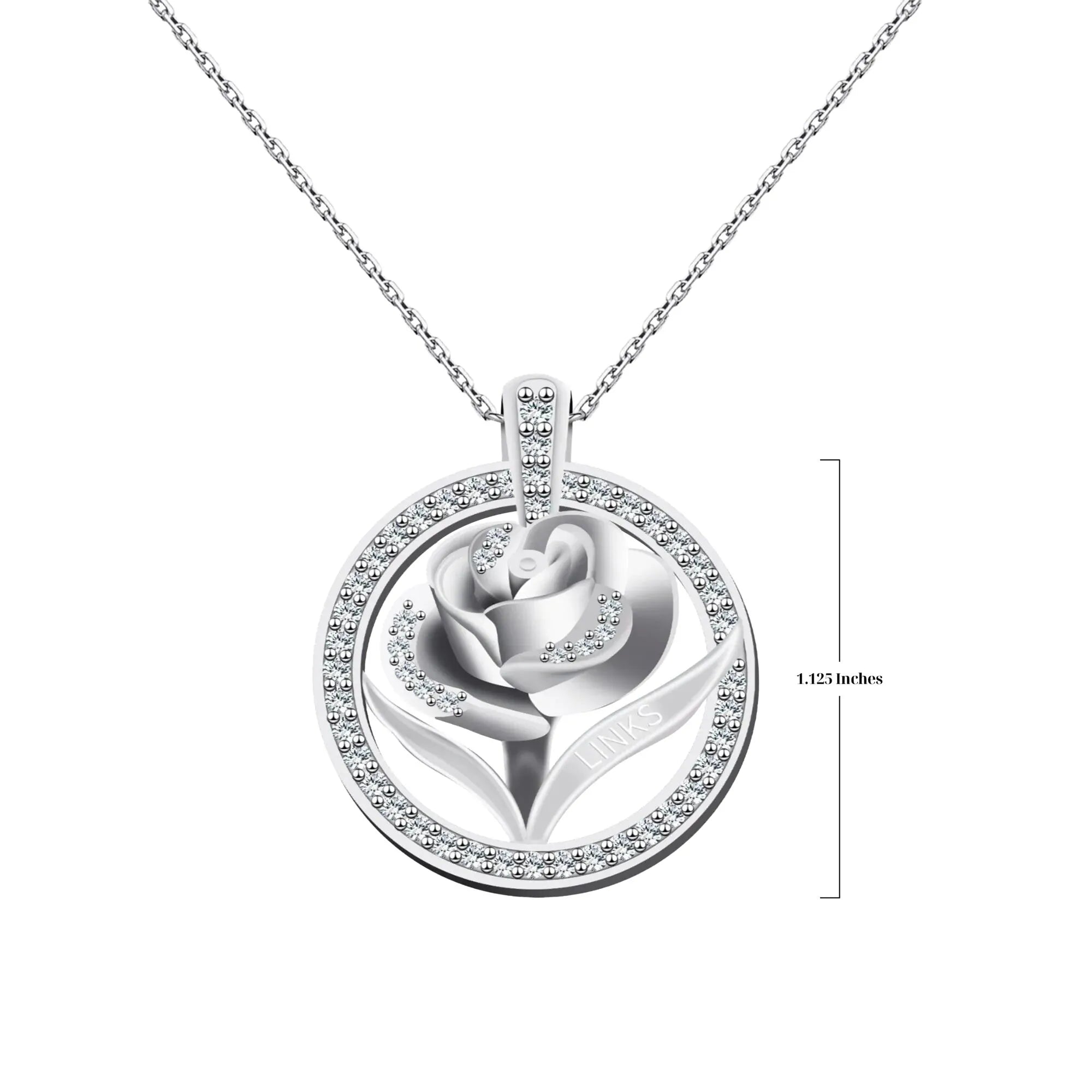 Links Rose Sterling Silver Pendant (Chain Sold Separately)