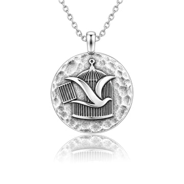 Maya Angelou Caged Bird Medallion Necklace