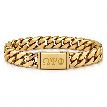 Omega Psi Phi Gold Cuban Link Bracelet