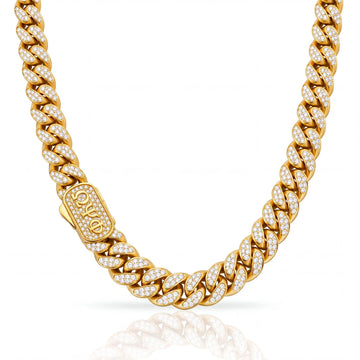 Omega Psi Phi Iced Out Gold Cuban Chain Necklace