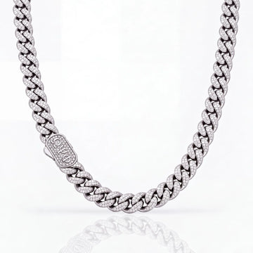 Omega Psi Phi Iced Out Silver Cuban Chain Necklace