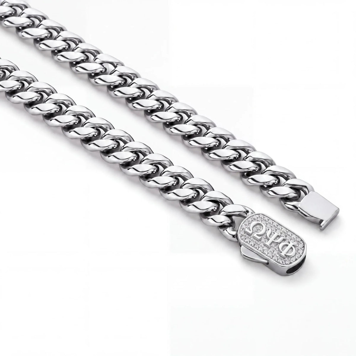 Omega Psi Phi Pavé Cuban Chain Necklace