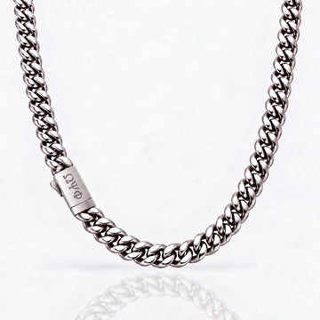 Omega Psi Phi Silver Cuban Chain Necklace