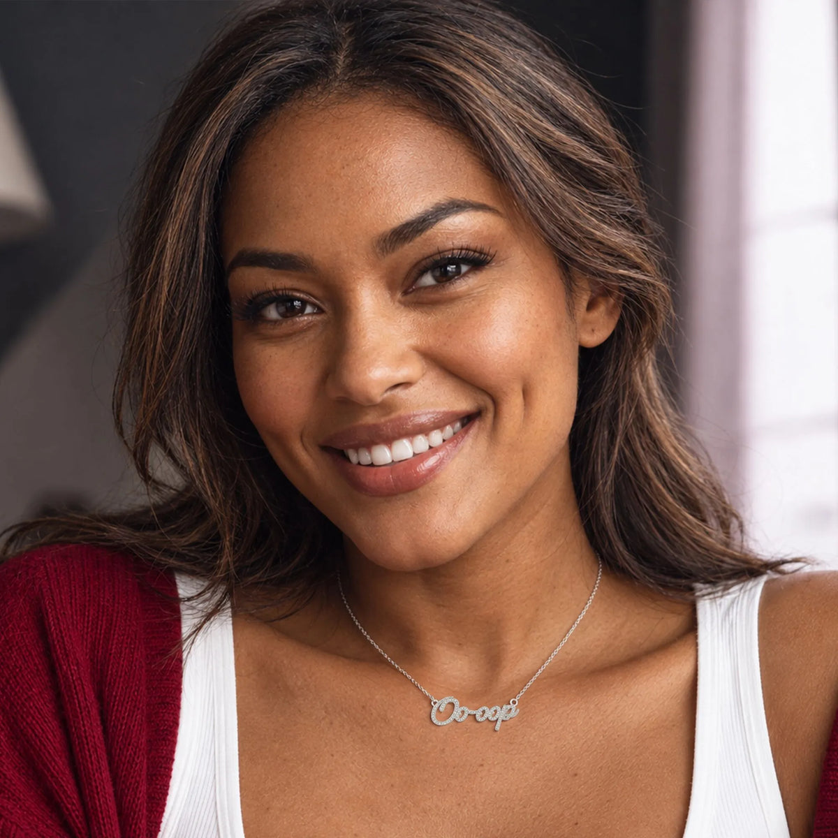 ΔΣΘ Pavé Oo-oop Script Necklace - Delta Sigma Theta