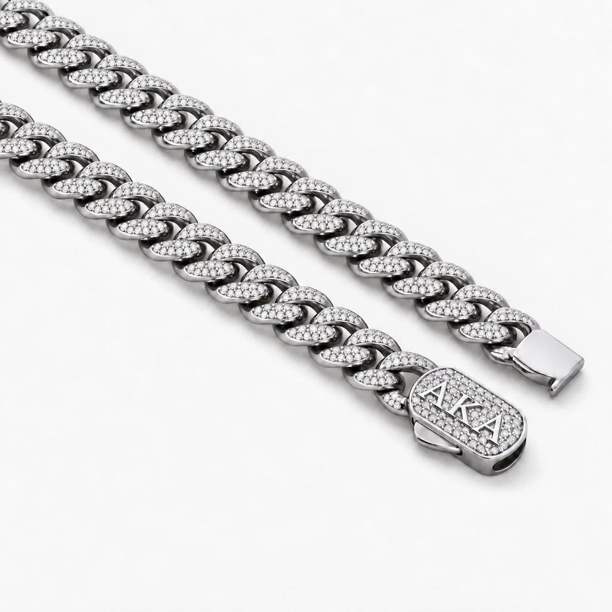 AKA Iced Out Silver Cuban Chain Necklace