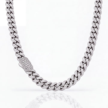 Phi Beta Sigma Iced Out Silver Cuban Chain Necklace