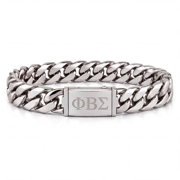 Phi Beta Sigma Silver Cuban Link Bracelet