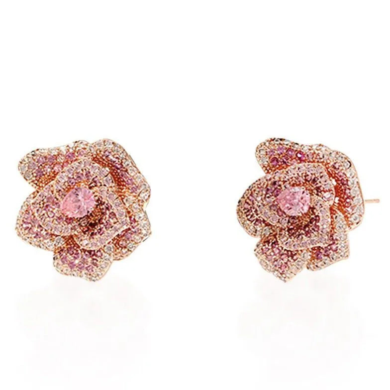 Pink Tea Rose Earrings - Gratia Pearl