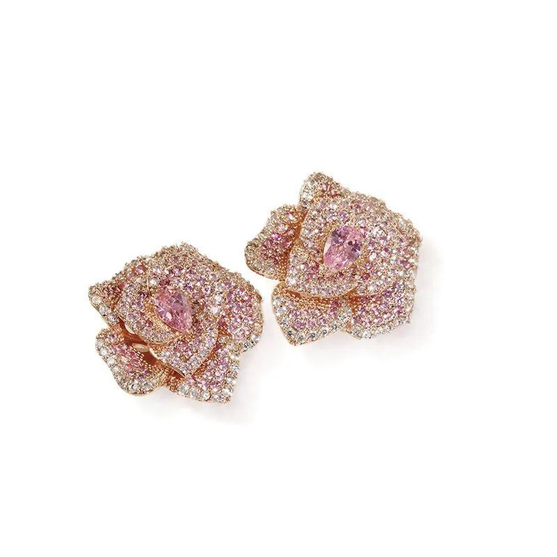 Pink Tea Rose Earrings - Gratia Pearl
