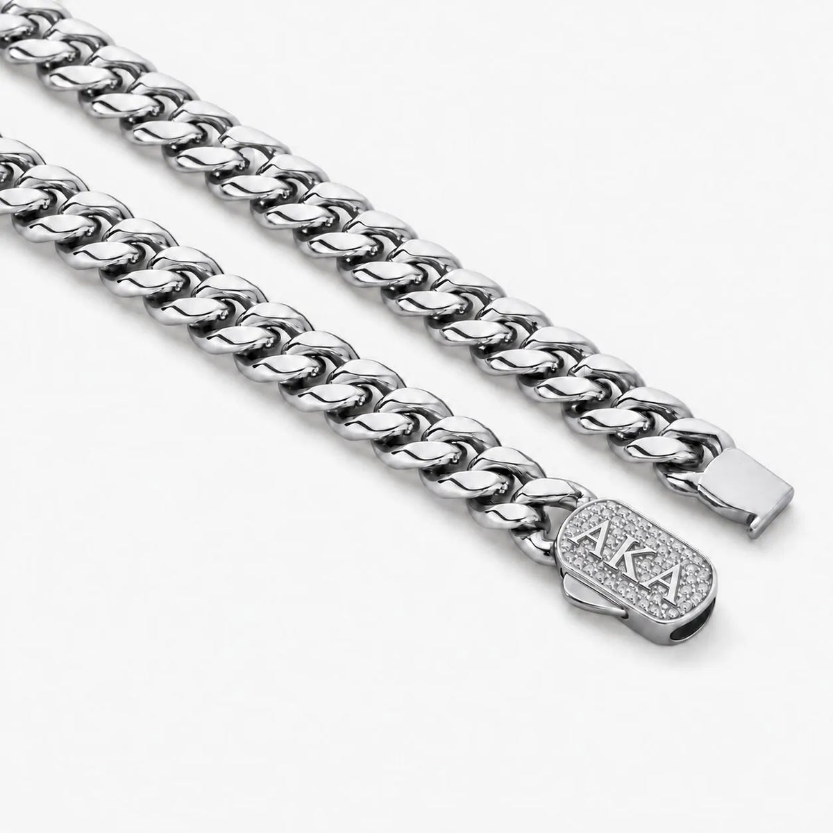 AKA Silver Pavé Cuban Chain Necklace