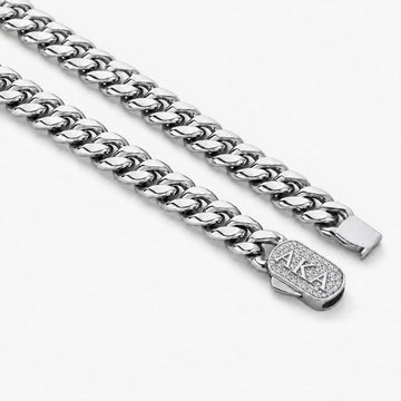 AKA Silver Pavé Cuban Chain Necklace