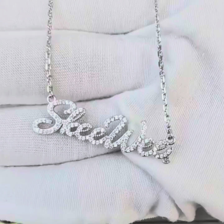 AKA Pavé Skeewee Script Necklace