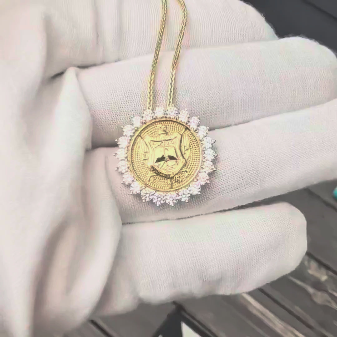 Sunburst SGRHO Shield Pendant Gold Vermeil (Chain Sold Separately)