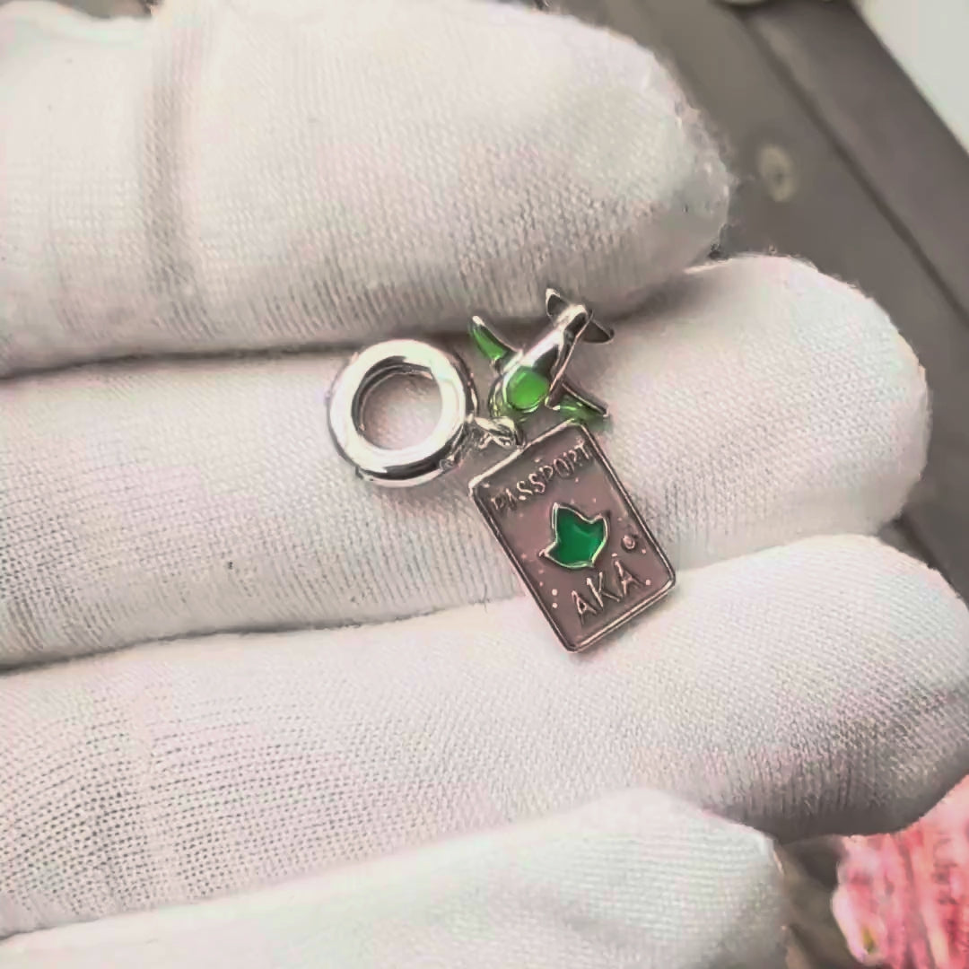AKA Sterling Silver Passport Charm (Fits Pandora)