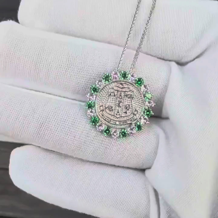Sunburst AKA Shield Pink and Green Pendant Sterling Silver (Chain Sold Separately)