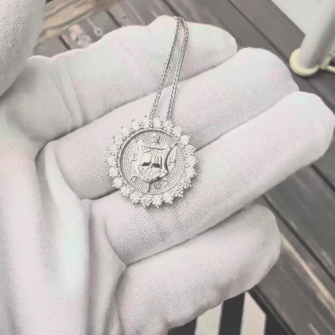Sunburst SGRHO Shield Pendant Sterling Silver (Chain Sold Separately)