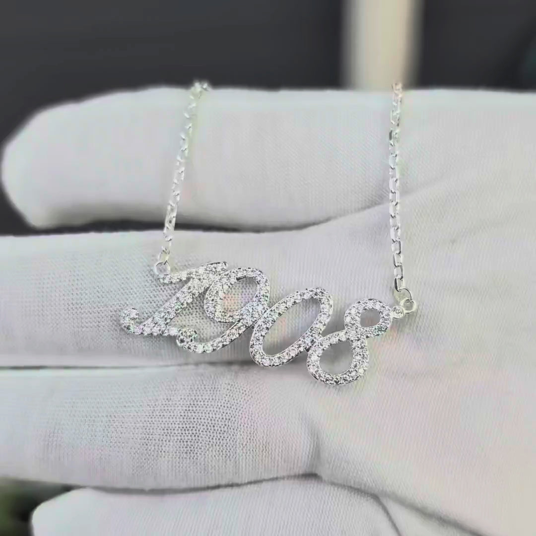 AKA Pavé 1908 Script Necklace