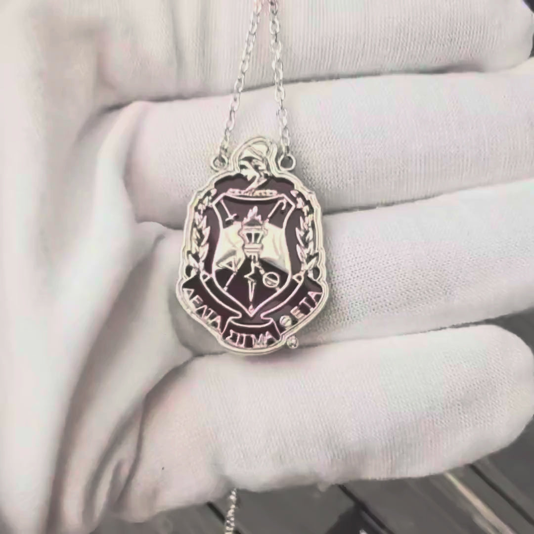 ΔΣΘ Crest Red Agate Sterling Silver Necklace- Delta Sigma Theta
