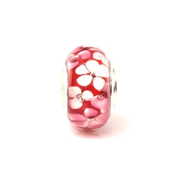Red and White Murano Glass Charm - Gratia Pearl