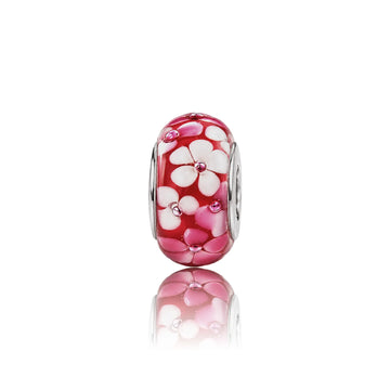 Red and White Murano Glass Charm