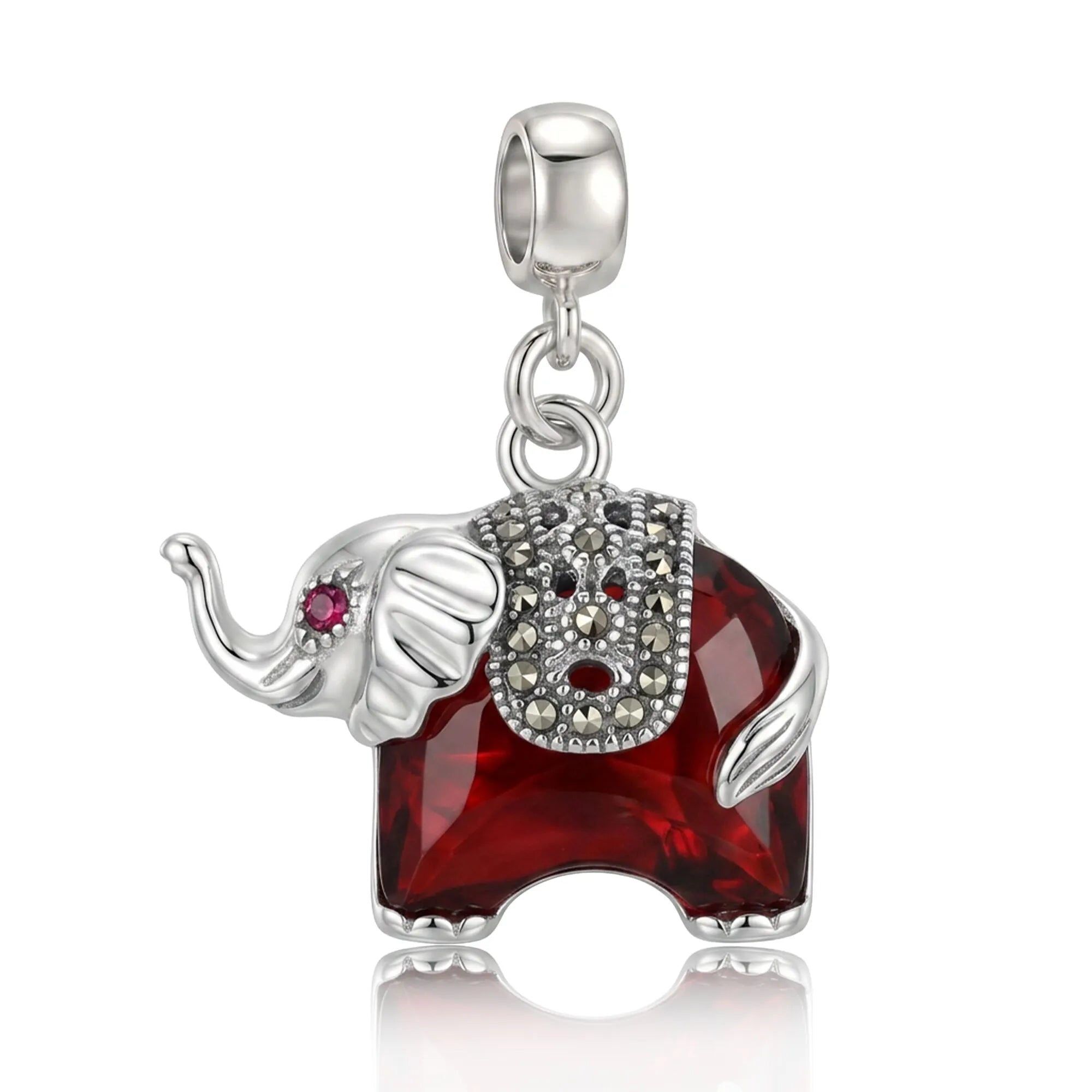 Red Elephant Sterling Silver Charm