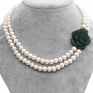 Green Rose Natural Pearl Necklace