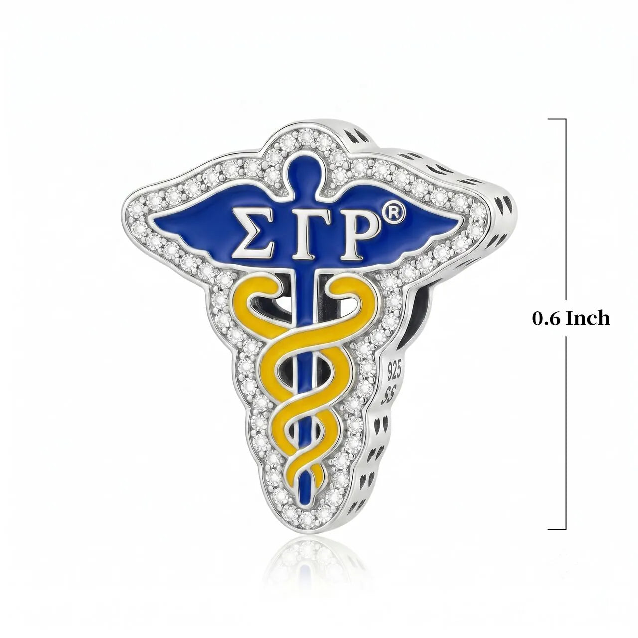 SGRHO Caduceus Sterling Silver Charm (Fits Pandora)