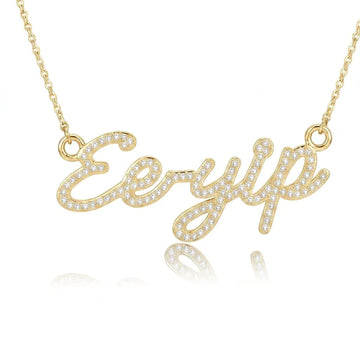 SGRHO Gold Pavé Ee-yip Script Necklace