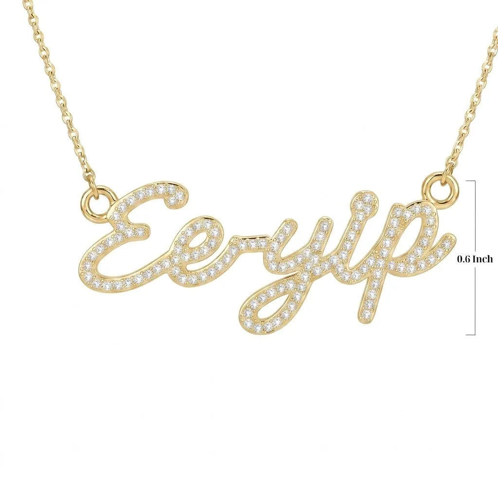 SGRHO Gold Pavé Ee-yip Script Necklace