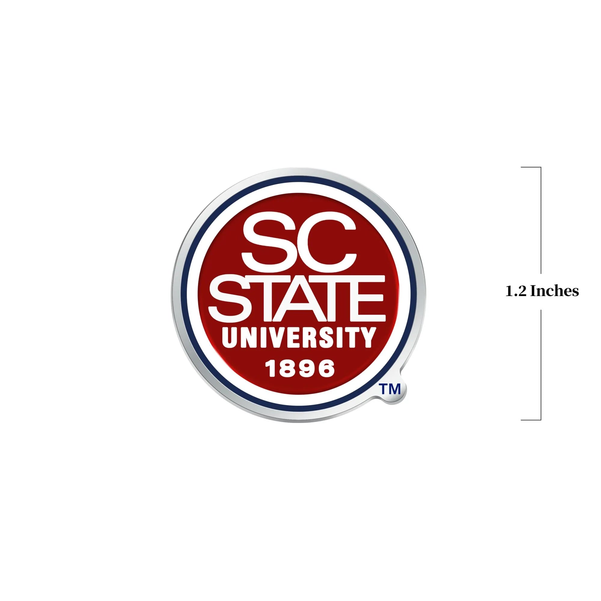 South Carolina State University Pin – Front view with dimensions overlay
