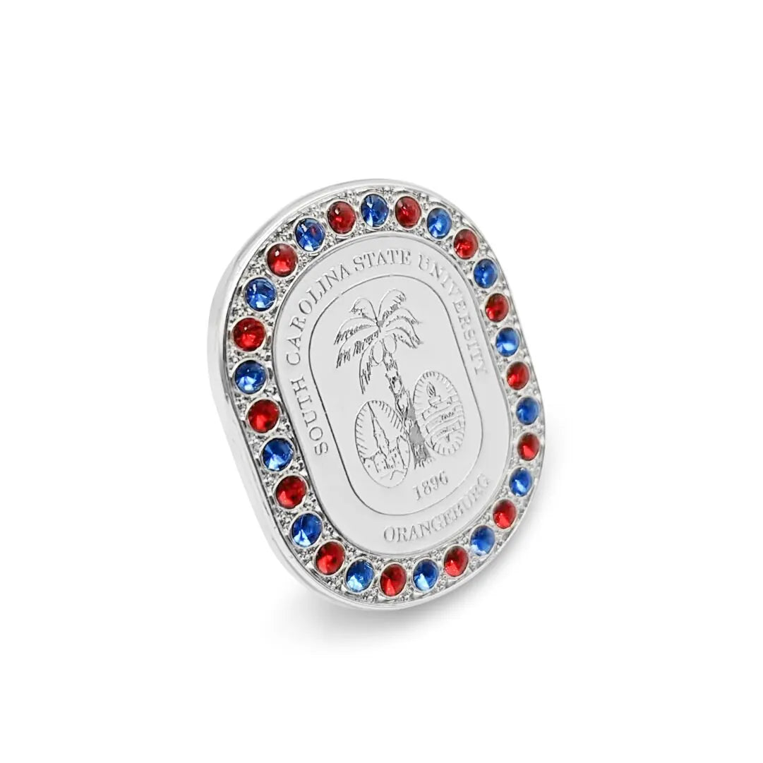 South Carolina State University Seal Pin – Angled view showing depth and detail