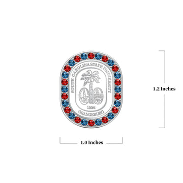 South Carolina State University Seal Pin – Front view with dimensions overlay