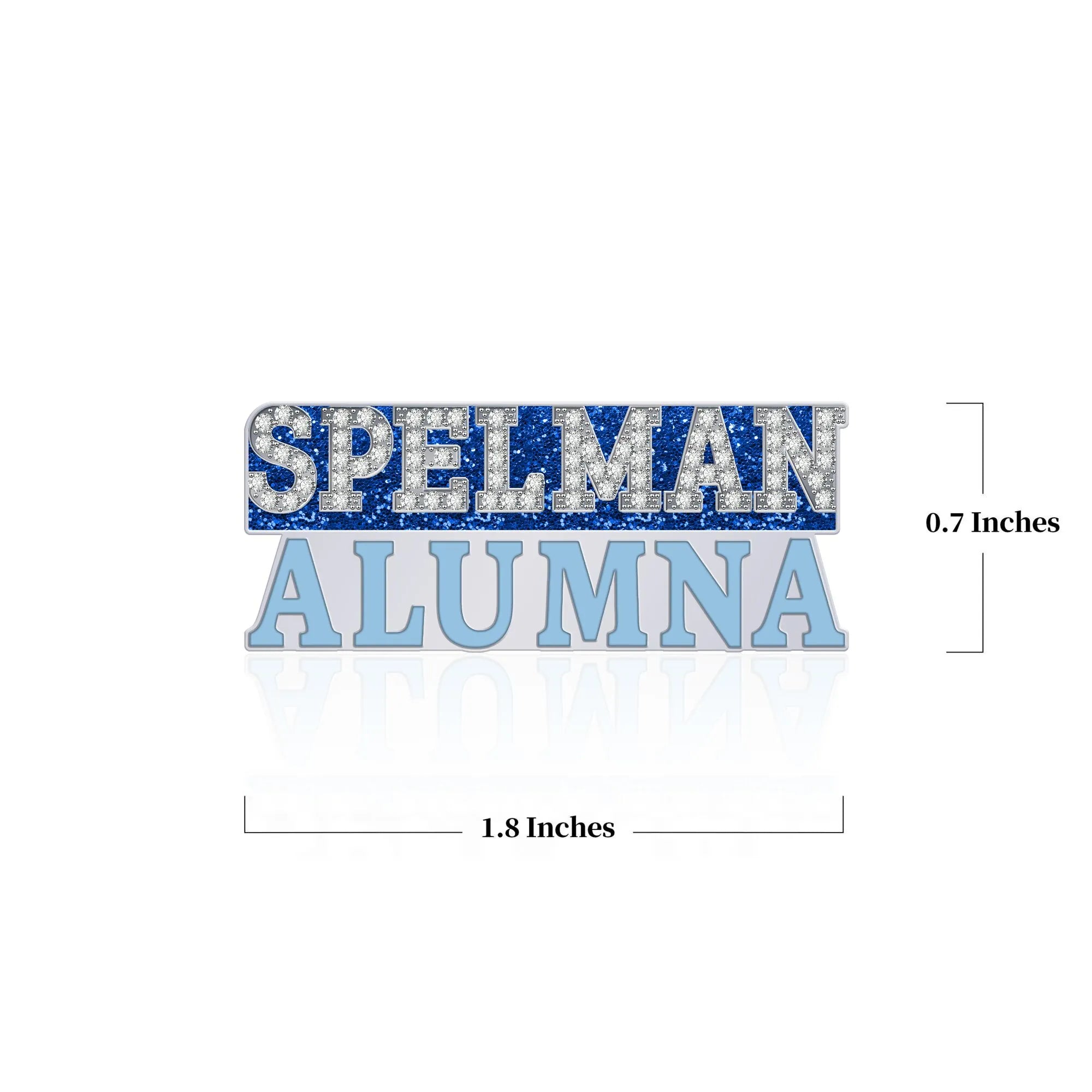 Spelman Alumna Pin – Front view with dimensions overlay