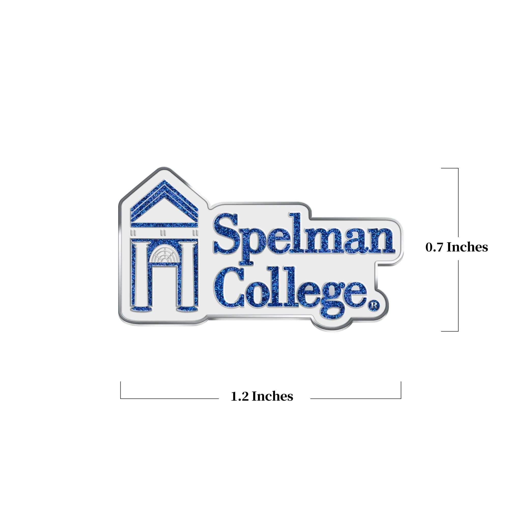 Spelman University Pin – Front view with dimensions overlay