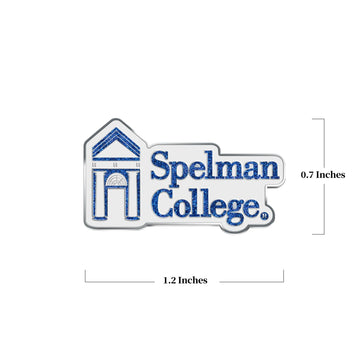 Spelman University Pin – Front view with dimensions overlay