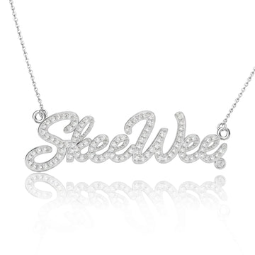 AKA Pavé Skeewee Script Necklace